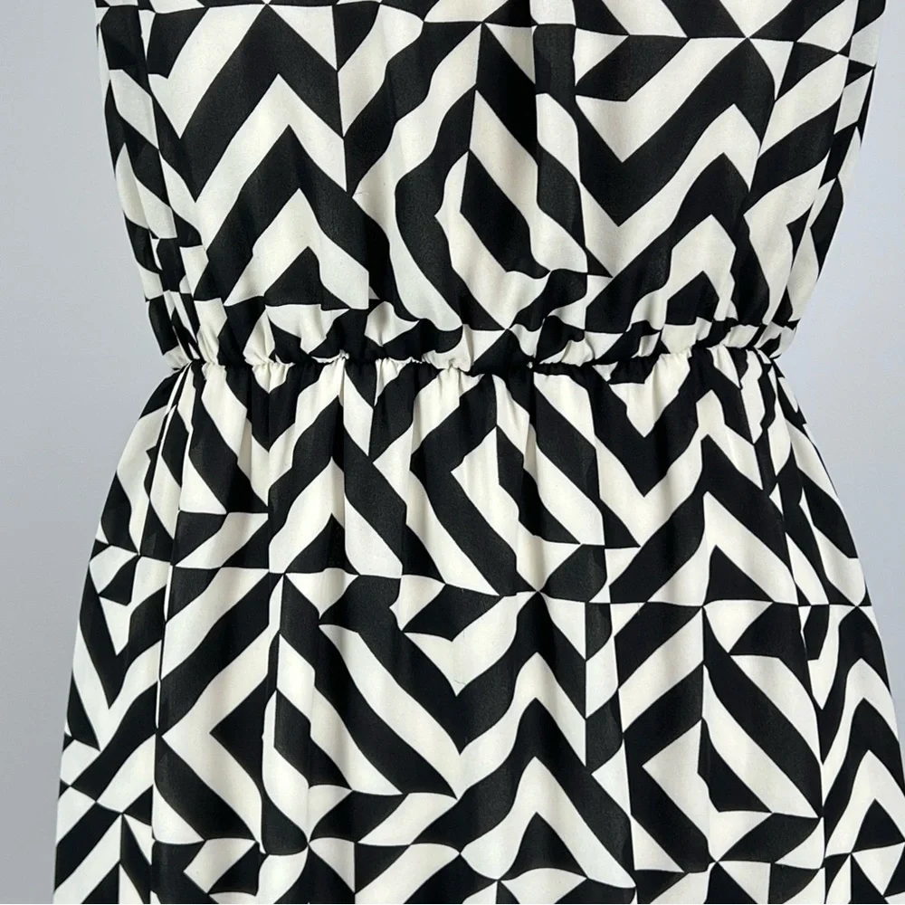 Francesca Bird Cage Womens Sleeveless Dress Black White Geo Print size Large - Picture 4 of 11